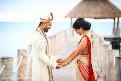 Indian Bride and Groom Portrait at Beachside Wedding Indian Bride and Groom Portrait at Beachside Wedding