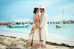 Indian Bride and Groom Beachside Portrait