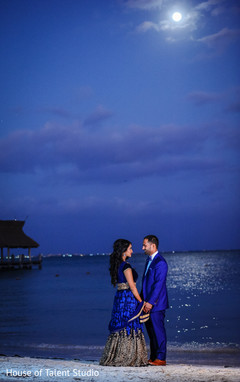 Indian Bride and Groom Reception Portrait Beachside