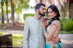 Indian bride and groom in lovely light blue outfits. Indian bride and groom in lovely light blue outfits.