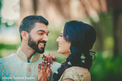Indian bride and groom smiling. Indian bride and groom smiling.