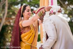 Bride and Groom Portrait at Hindu Wedding Ceremony Bride and Groom Portrait at Hindu Wedding Ceremony