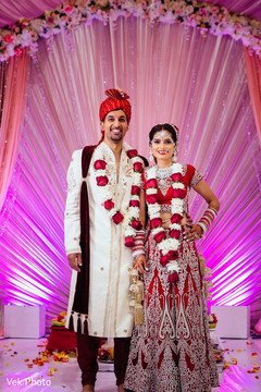 Indian Bride and Groom Wedding Day Portrait Indian Bride and Groom Wedding Day Portrait