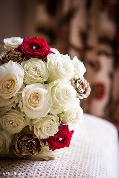 White and red roses bridal bouquet. White and red roses bridal bouquet.