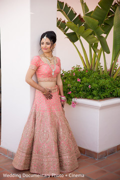 Maharani wearing her peach and gold bridal lengha Maharani wearing her peach and gold bridal lengha