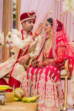Lovely indian couple during their wedding ceremony Lovely indian couple during their wedding ceremony