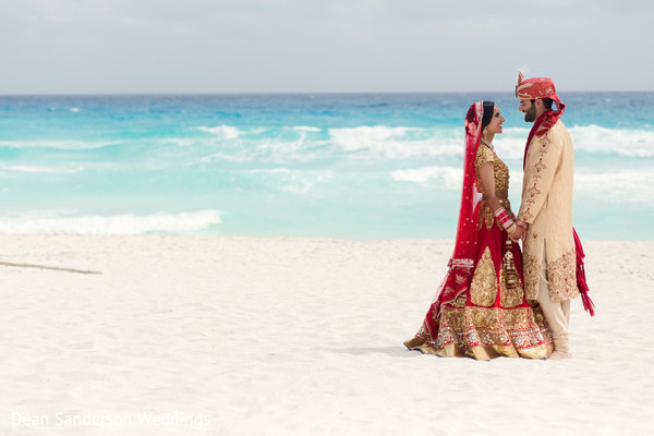 Maharani and Raja beach wedding portrait.