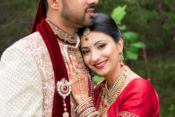 Indian Bride and Groom Wedding Day Portrait