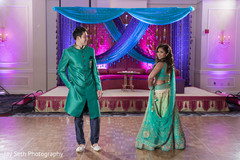 Beautiful indian bride and groom photoshoot during sangeet Beautiful indian bride and groom photoshoot during sangeet