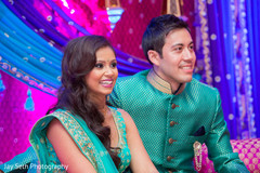Beautiful indian bride and groom photoshoot during sangeet Beautiful indian bride and groom photoshoot during sangeet