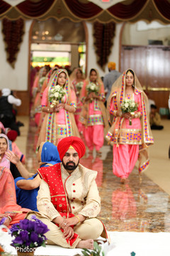 Bridesmaids making their entrance Bridesmaids making their entrance
