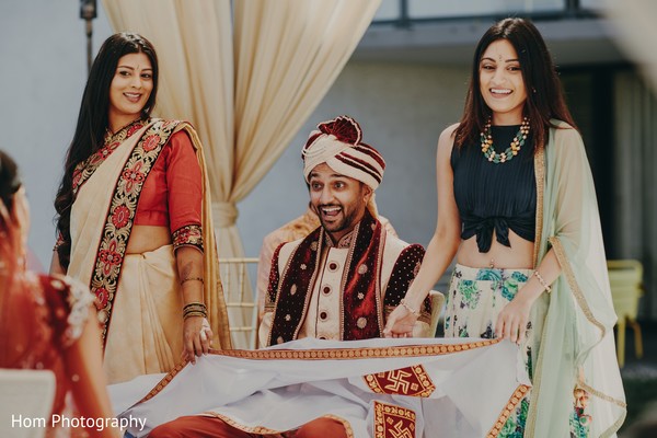 Indian groom first look impression.