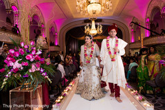 Indian couple getting out from wedding ceremony Indian couple getting out from wedding ceremony