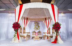 Gorgeous red and white mandap. Gorgeous red and white mandap.