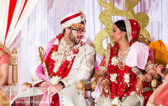 Indian bride and groom at their wedding ceremony. Indian bride and groom at their wedding ceremony.