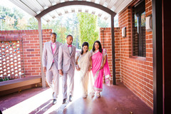 Indian couple with bridesmaids and groomsmen before wedding ceremony Indian couple with bridesmaids and groomsmen before wedding ceremony