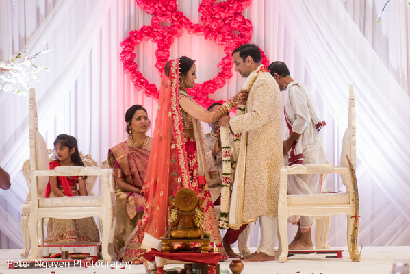 Indian lovebirds at their wedding ceremony.