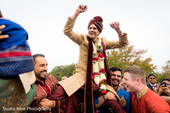 Groom having fun during baraat Groom having fun during baraat
