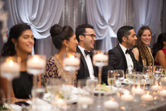 Indian couple smiling at wedding reception Indian couple smiling at wedding reception