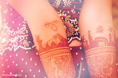 Indian bride showing her mehndi art Indian bride showing her mehndi art
