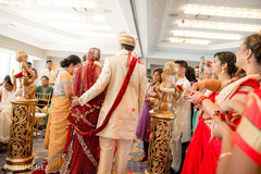 Indian couple getting out from wedding ceremony Indian couple getting out from wedding ceremony