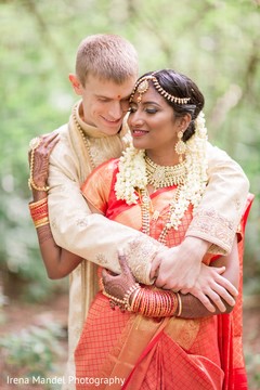 Sweet bride and groom indian bride,indian fusion wedding