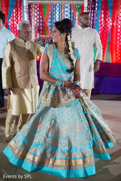 Indian bride in a light blue lengha. Indian bride in a light blue lengha.