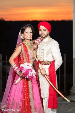 Sikh indian couple wearing their wedding ceremony attires. Sikh indian couple wearing their wedding ceremony attires.
