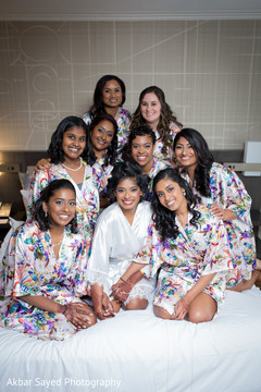 Indian bride and bridesmaids getting ready for wedding ceremony Indian bride and bridesmaids getting ready for wedding ceremony