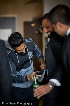 Indian groomsmen almost ready for wedding ceremony Indian groomsmen almost ready for wedding ceremony