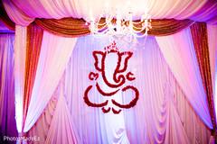 Pink and red draped mandap. Pink and red draped mandap.