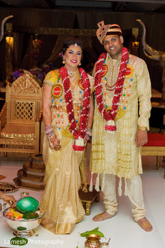 South indian couple in gorgeous yellow matching outfits. South indian couple in gorgeous yellow matching outfits.