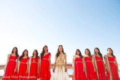 Red and gold bridesmaids saris indian sari,indian bridesmaids